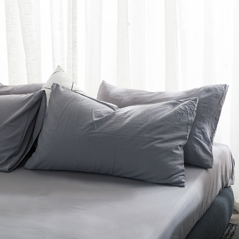 枕套无印日式水洗棉枕头套床上用品纯色简约支持尺寸厂家直销